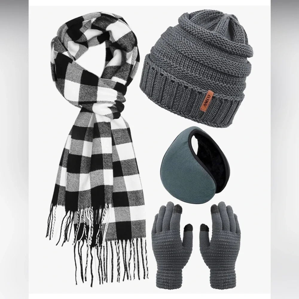 🆕 Winter Warm Knitted Sets Touch Screen Gloves Winter Set for Men or Women